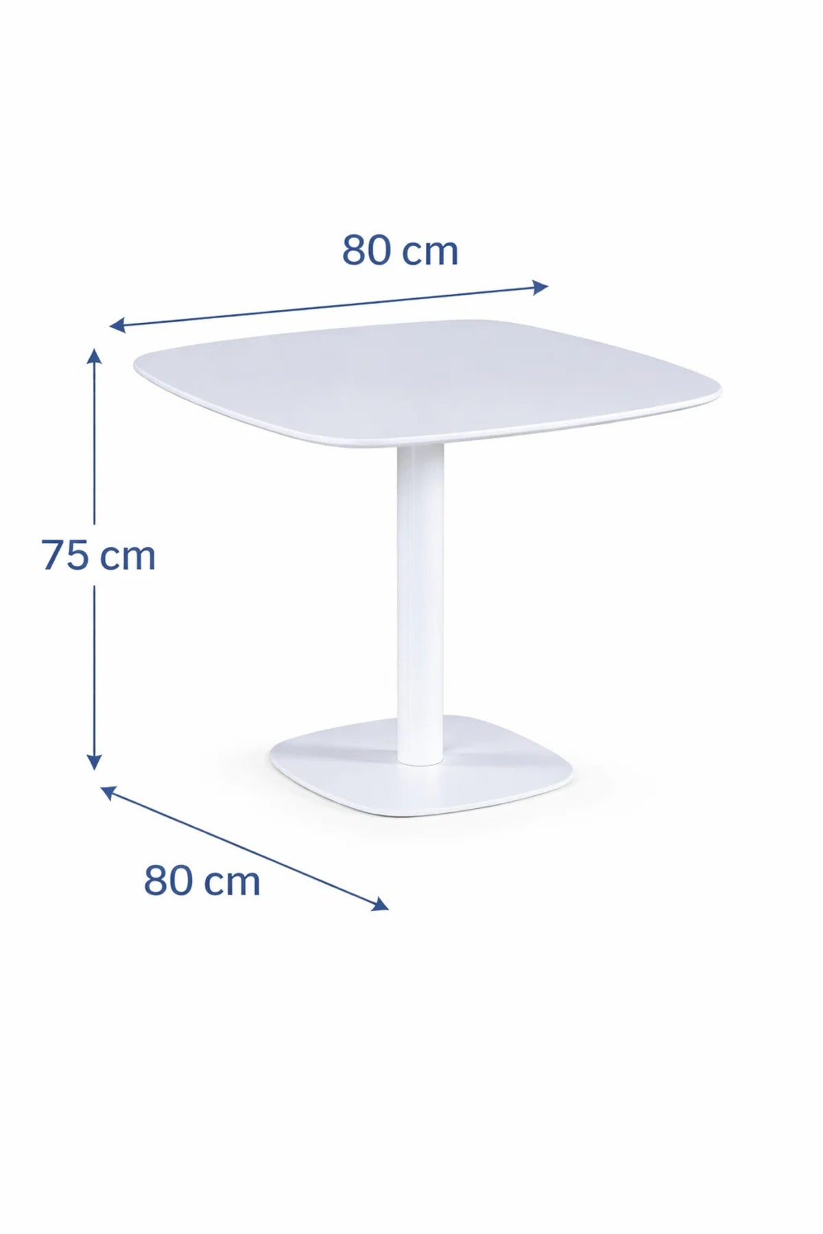 Elegant White Square Cafe Table 80x80cm Modern Dining Table with Sturdy Metal Leg for Small Spaces