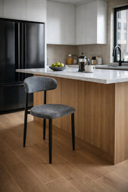 Dark Grey Velvet Chair with Black Metal Legs, 79x47x48 CM dark grey velvet Kitchen