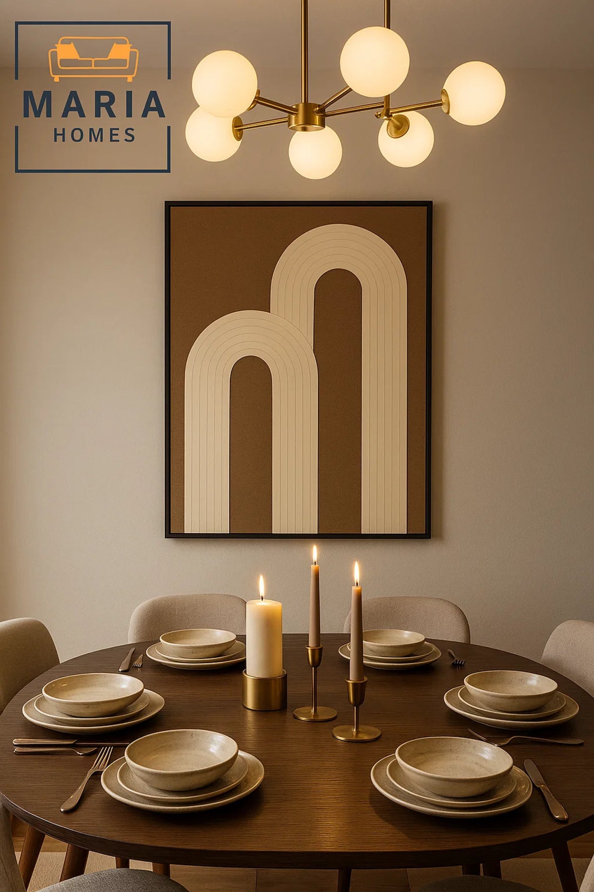 Modern Arched Line Canvas Wall Art with Textured Beige Pattern-size 23* 4.3*183CM