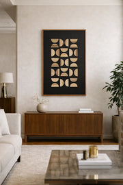 Modern 3D Wood Wall Art Geometric Abstract Large Panel for Living Room Home Office Decor 120x80cm