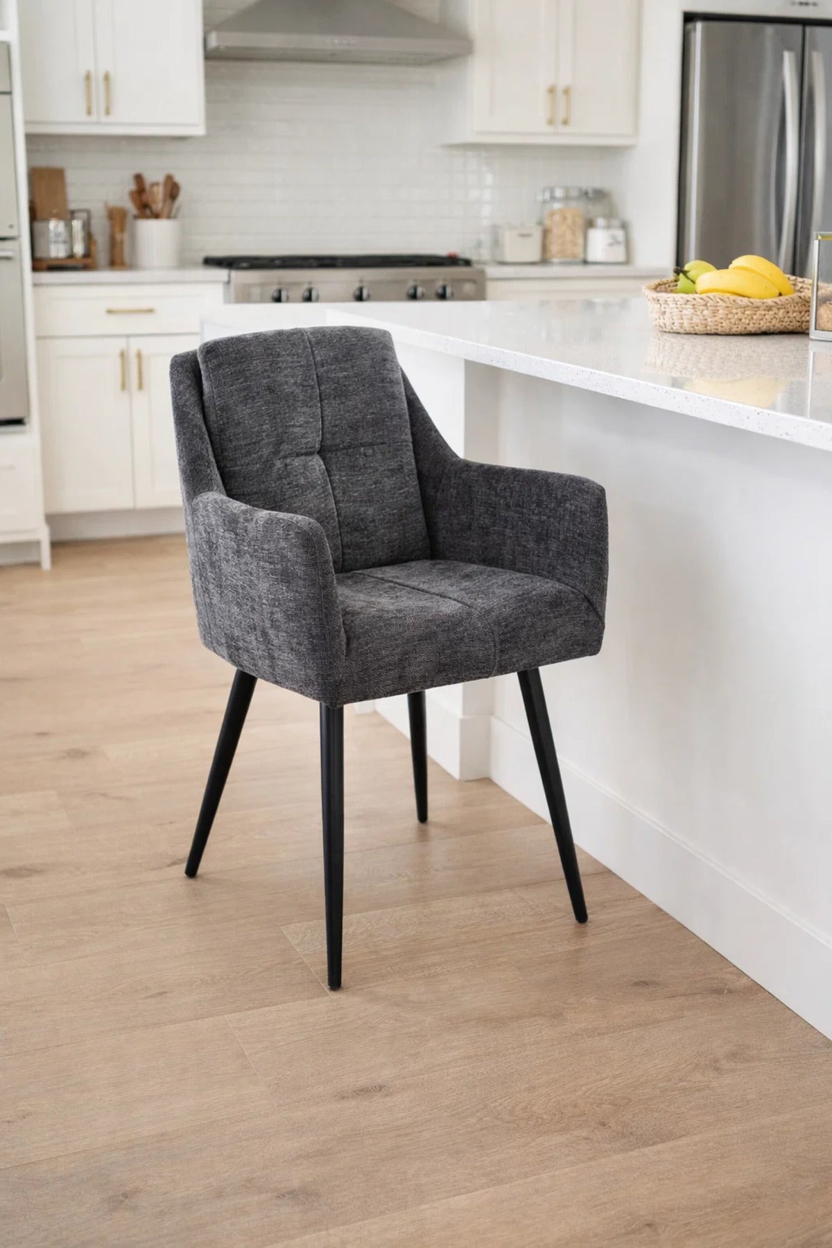 Stylish Dark Grey Armchair with Black Legs, 86x50x44 CM stylish dark grey Dining Room