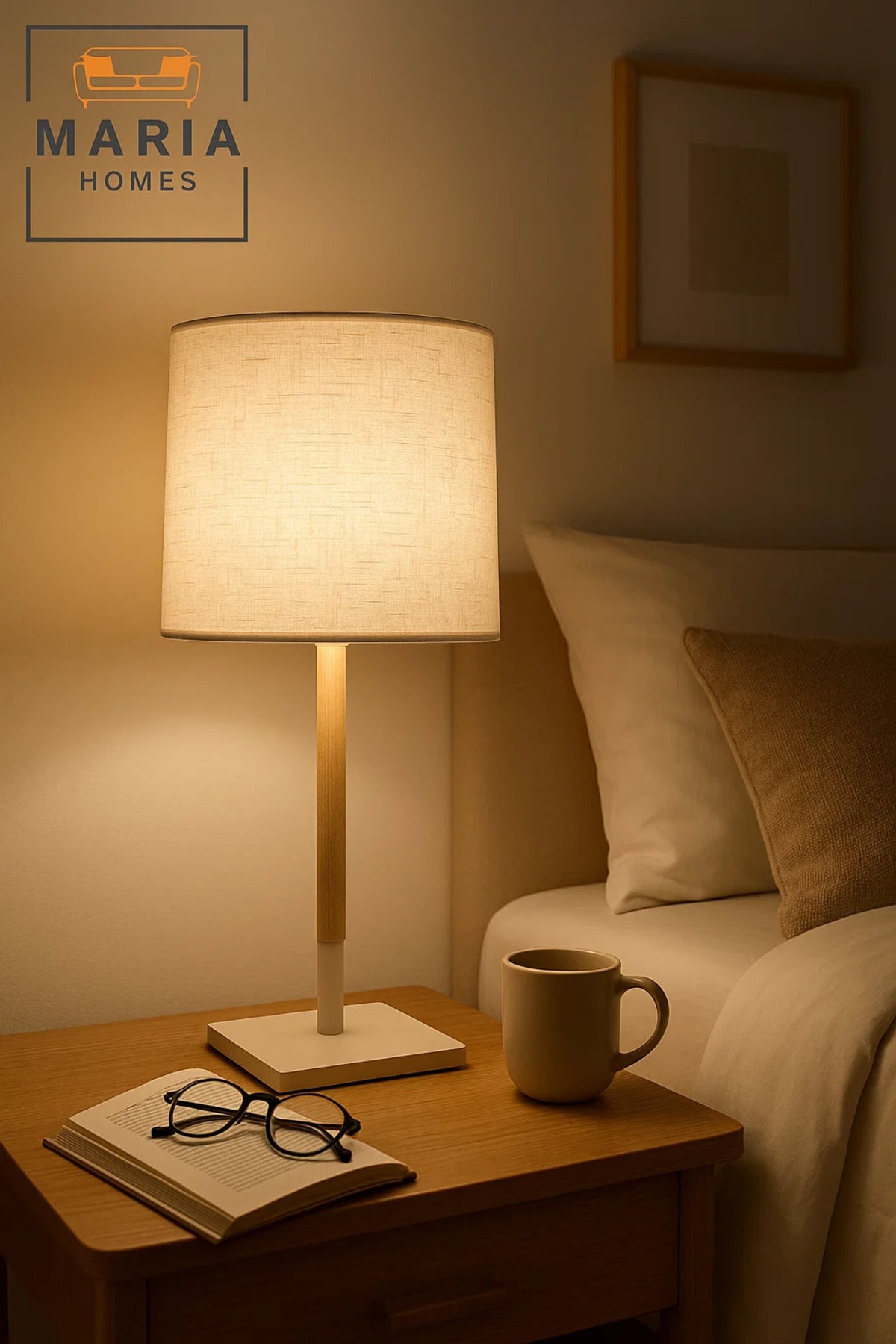 Minimalist Wooden Table Lamp for Bedroom, Study, or Office Decor Ð Warm Light