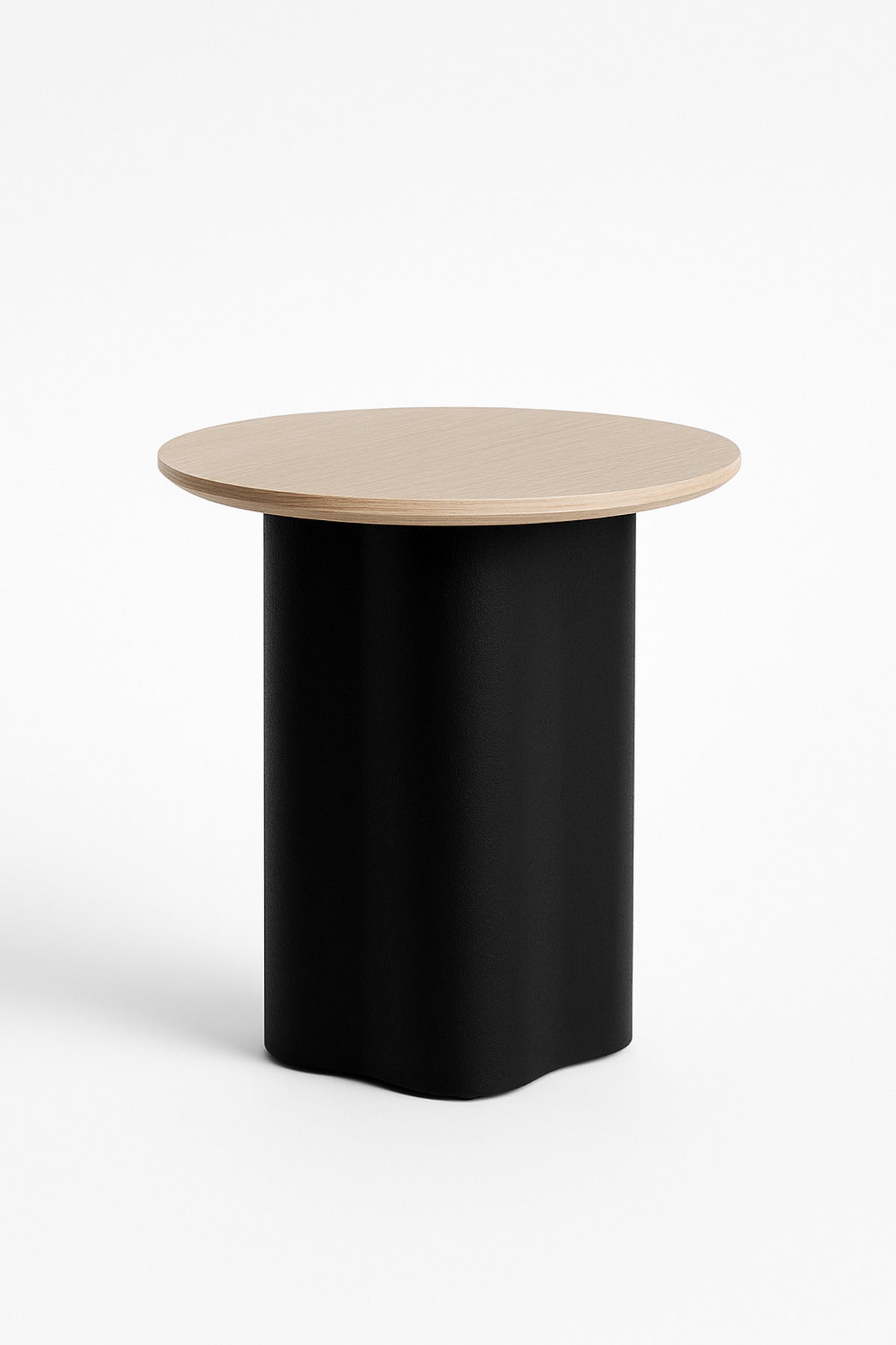 Round Black Coffee Table with Wood Top Ð Modern Side Table 45_55 cm