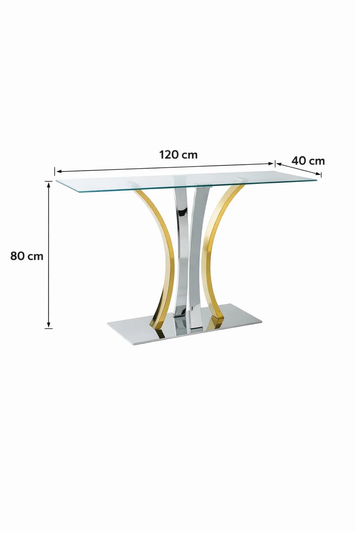 Luxury Modern Glass Console Table Gold Silver Metal Legs Hallway Entryway Furniture 140x40x80cm