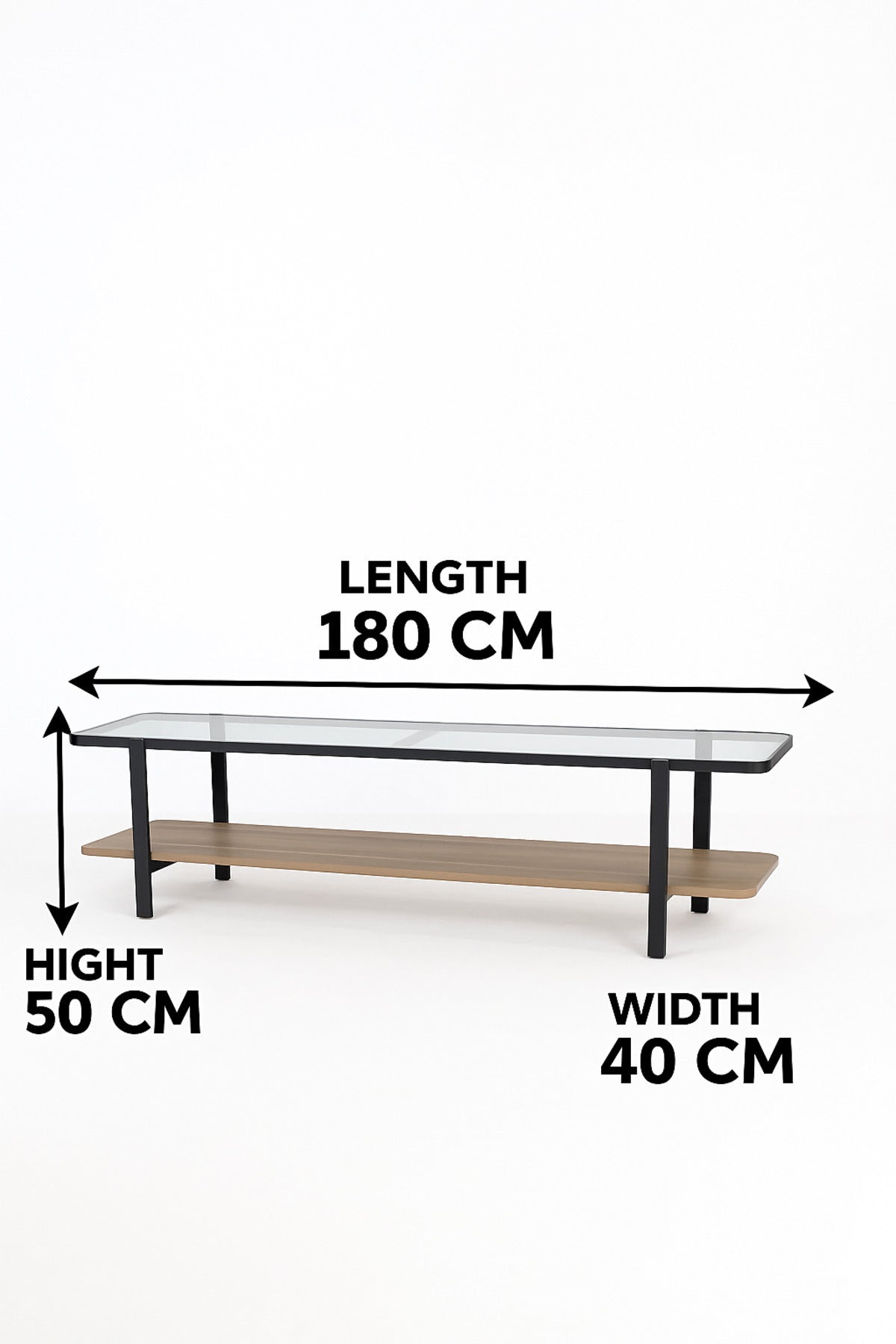 Modern Glass Top TV Stand with Storage Shelf Ð 180_40_50 cm