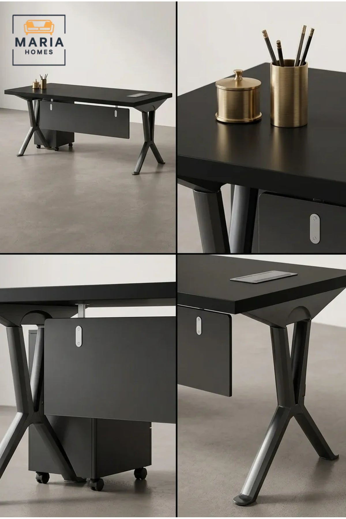 Modern Executive Office Desk with Mobile Pedestal Cabinet √ê Premium Manager Workstation Desk