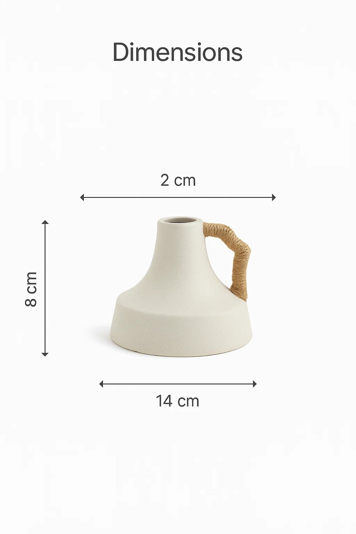 White Ceramic Rope Handle Vase Ð Modern Decorative Flower Pot for Home and Office DŽcor