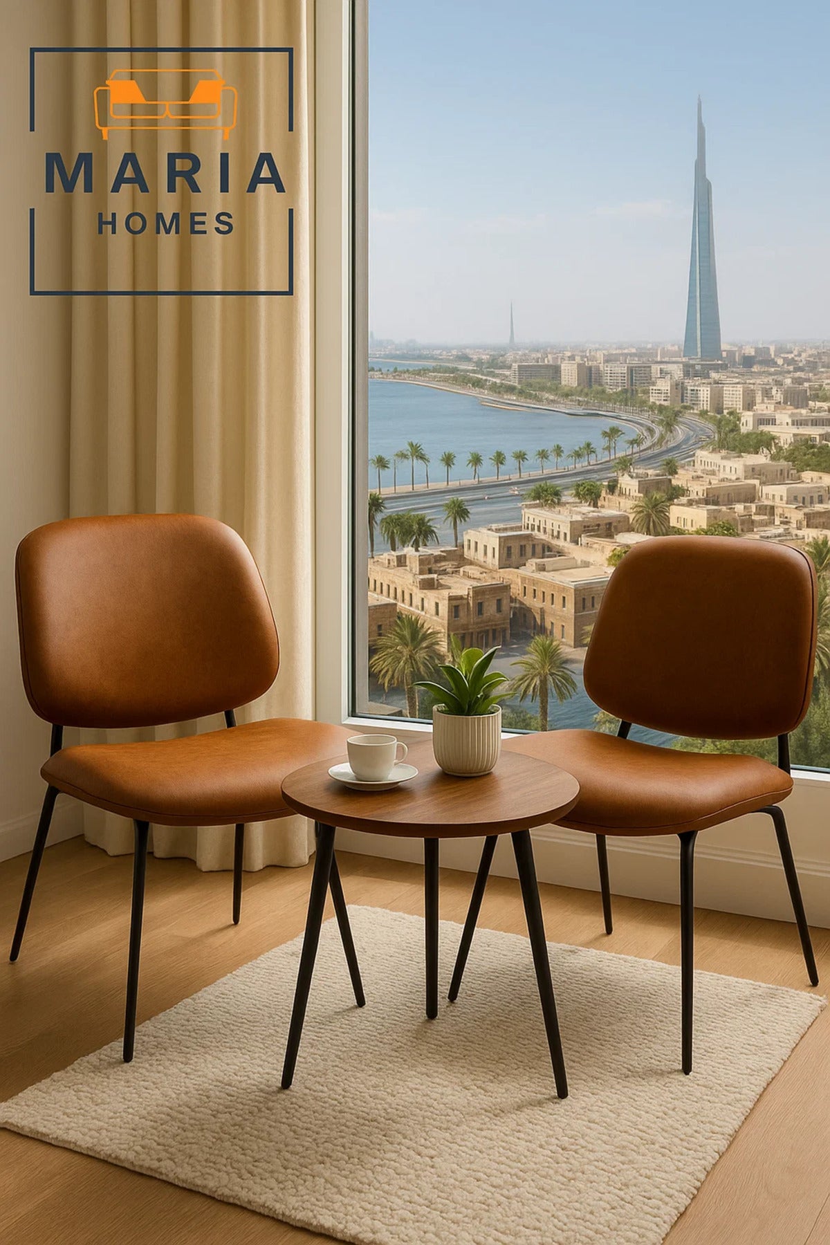 Retro Brown Faux Leather Dining Chair with Black Metal Legs Ð Modern Mid-Century Style Seating
