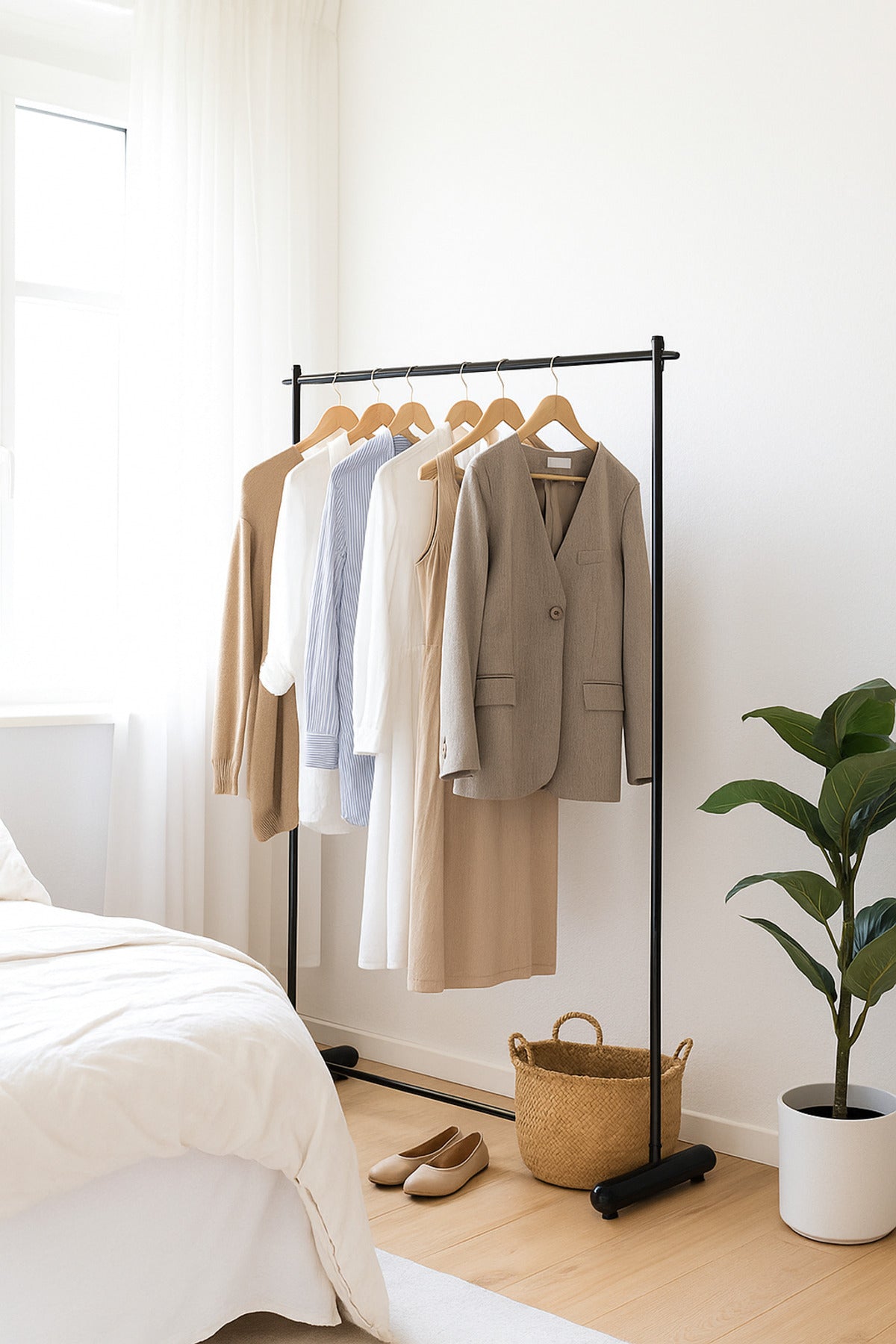 Black Metal Clothing Rack 128_169 cm Ð Heavy Duty Garment Hanger Stand