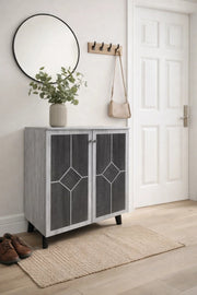 Modern Grey Storage Cabinet with Double Doors 80 _ 34 _ 91 cm