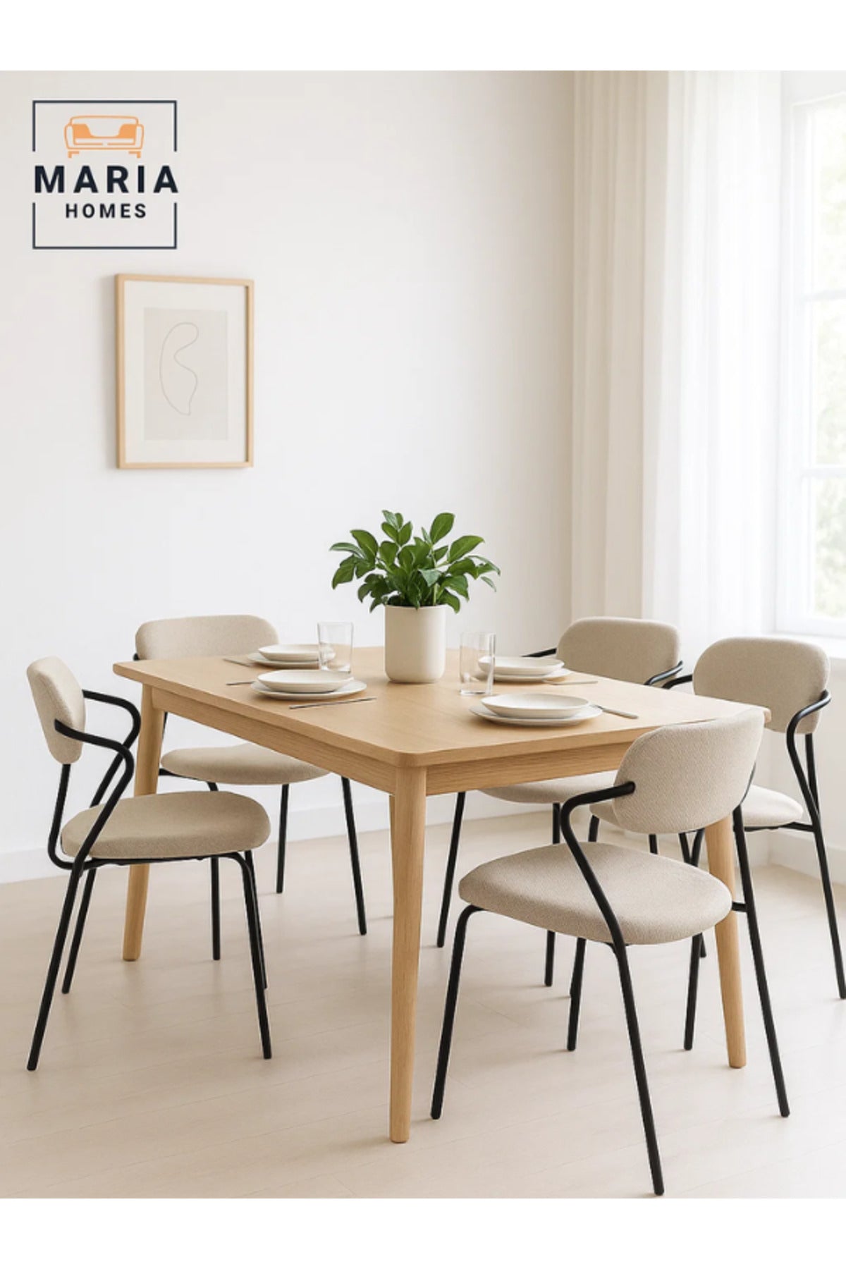 Beige Dining Chair Ð Modern Minimalist Seating for Home, Office, and CafŽ