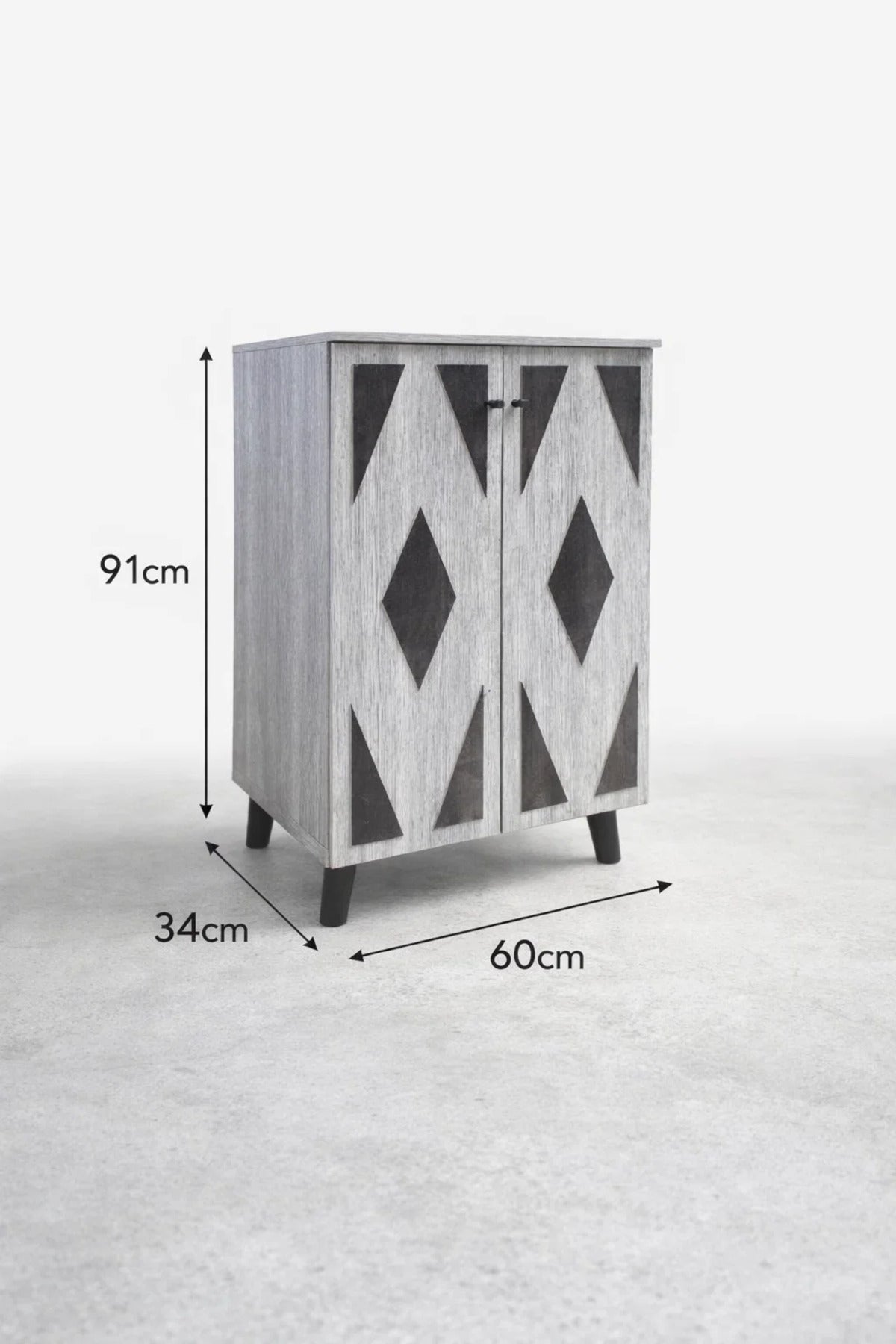Geometric Grey Shoe Cabinet Compact Hallway Storage Unit Modern Entryway Furniture Organizer