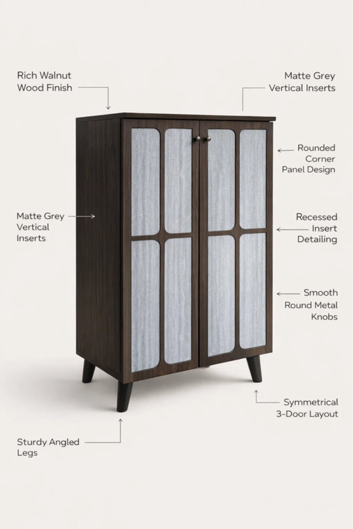 Modern BROWN.G Storage Cabinet with Textured Panel Doors