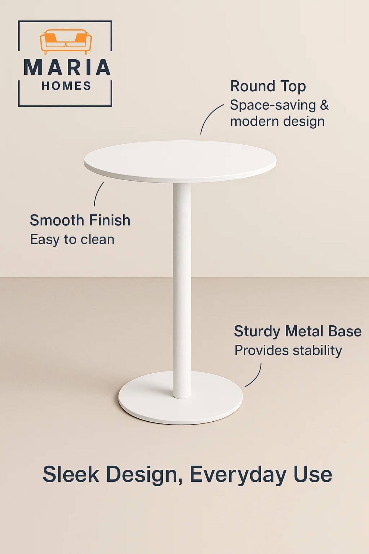 Sleek White Round Metal Cafe Table Ð Minimalist Design