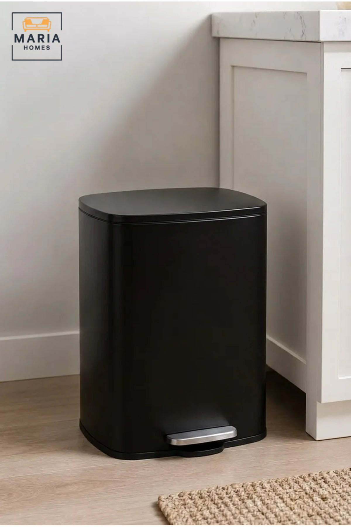 Rectangular Pedal Trash Bin with Lid, Slim Hands-Free Waste Container for Kitchen, Bathroom, Bedroom, Office, Hotel and Commercial Use