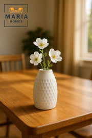 Modern White Decorative Vase Ð Textured Ceramic Table Vase for Home & Office Decor