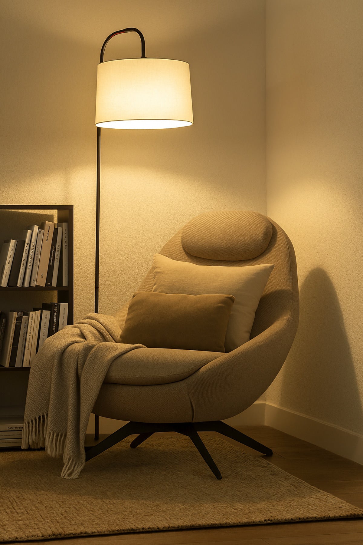 Khaki Fabric Lounge Chair with Cushion & Headrest Ð Modern Living Room Accent Chair