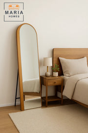 Modern Arched Standing Mirror in Walnut Finish Ð 160x60 cm Full-Length Dressing Mirror