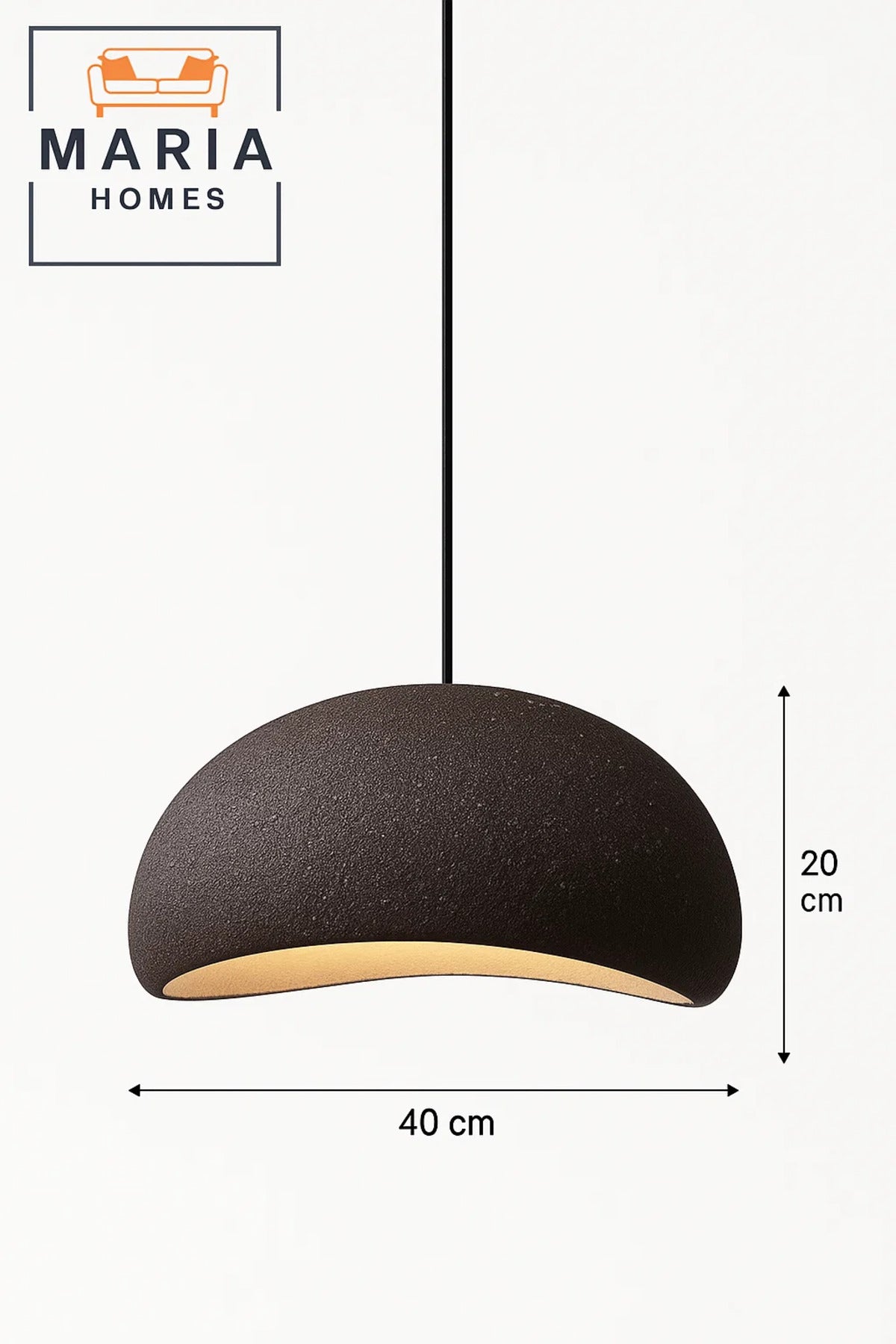 Oversized Matte Black Dome Pendant Light