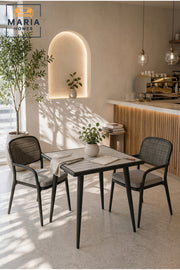 Modern Square Dining Table Caf≈Ω Table Kitchen Table Patio Table for Restaurant Balcony Black