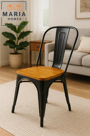 Black Industrial Metal Chair with Wooden Seat Ð Stylish and Sturdy Dining Accent