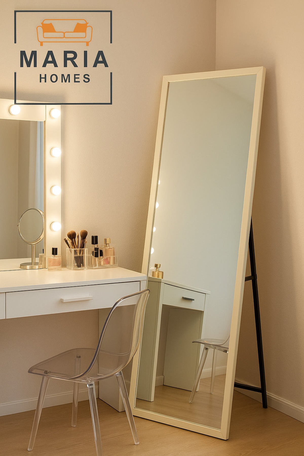 Modern White Full-Length Standing Mirror Ð 165x65 cm Floor Mirror for Home & Boutique