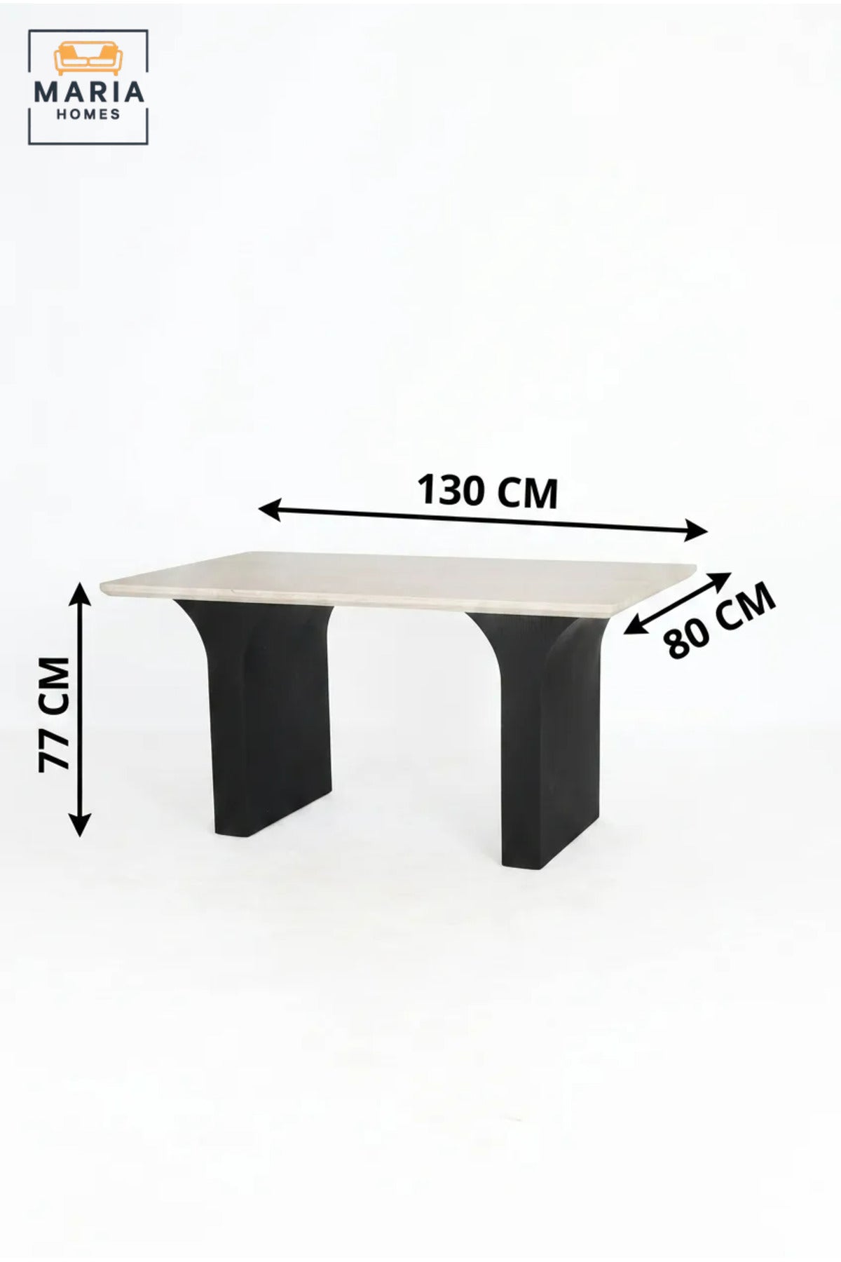 Modern Rectangular Dining Table with Wooden Top and Curved Pedestal Legs, Contemporary Table for Dining Room, Kitchen, Café and Restaurant