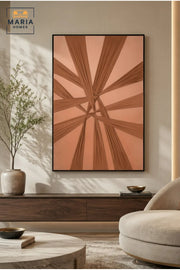 Modern Terracotta Geometric Framed Wall Art – Minimalist Abstract Textured Painting for Living Room, Bedroom & Office Décor