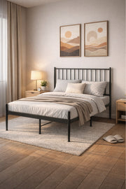 Black Metal Bed Frame with Vertical Headboard black metal bed / Base