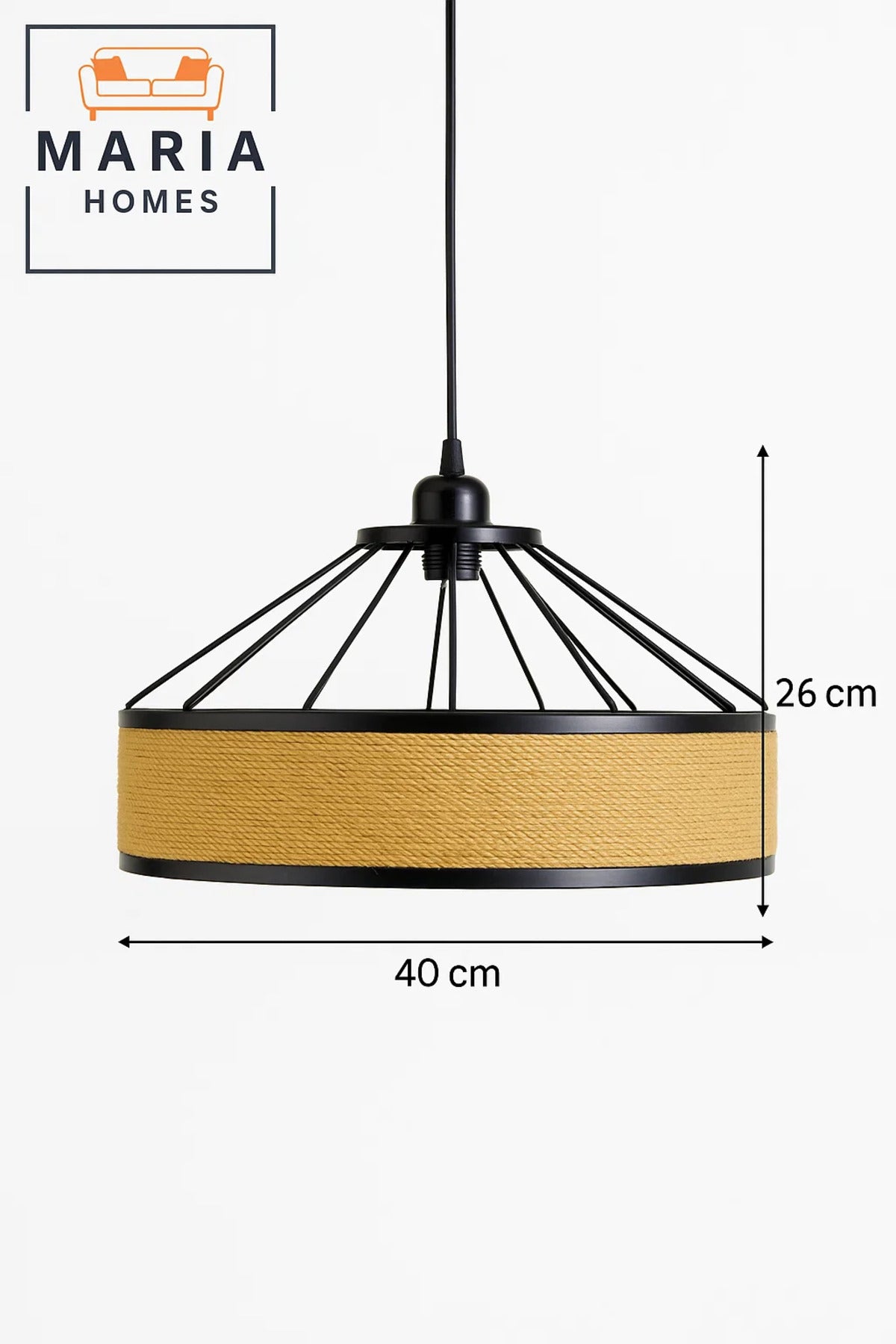 Industrial Jute and Iron Pendant Light