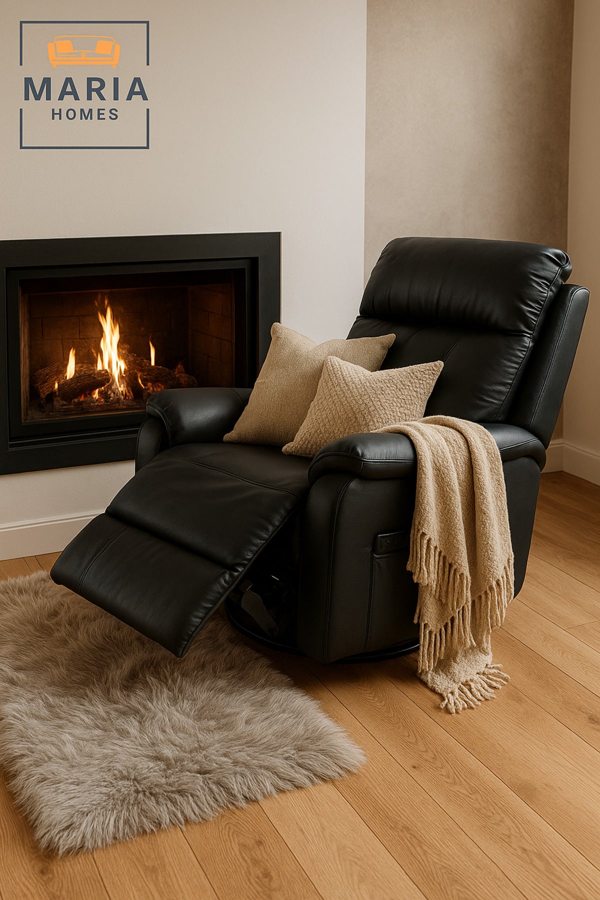 Black Recliner Chair Ð Swivel, Footrest & Side Pocket for Living Room Comfort