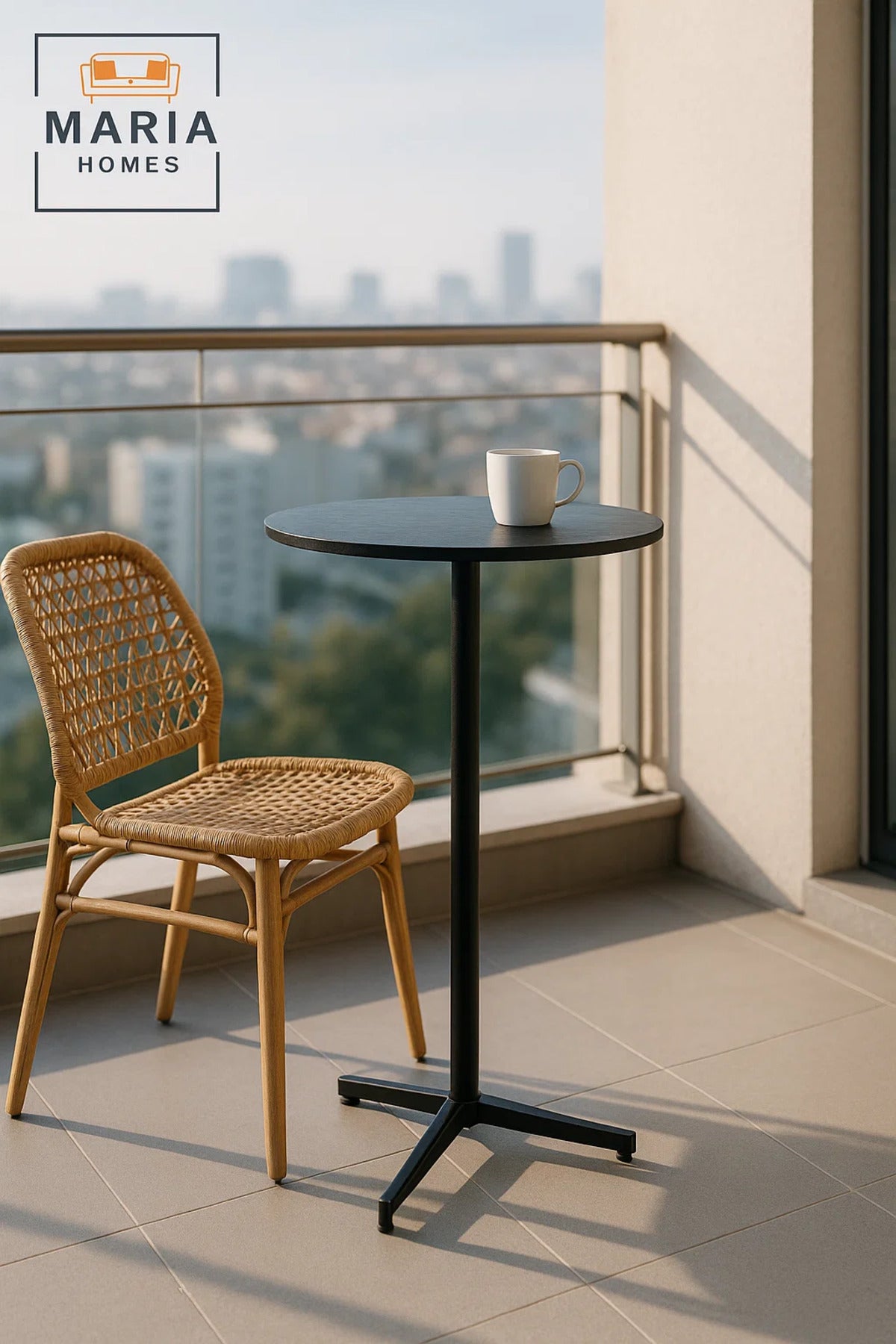 Modern Black Round High Table 60_104 cm Ð Tall CafŽ Bar Table with Metal Base