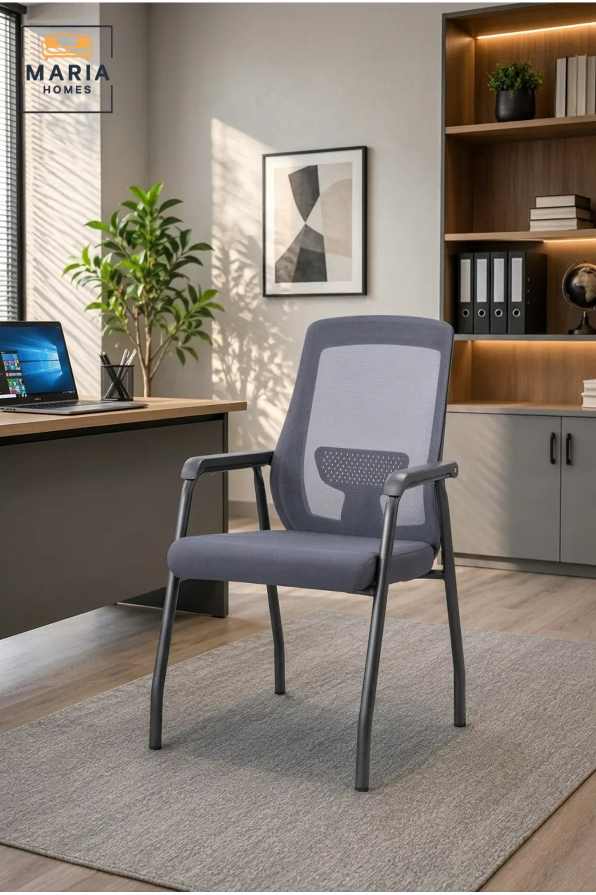 Modern Mesh Visitor Chair with Padded Seat, Ergonomic Back Support and Metal Frame