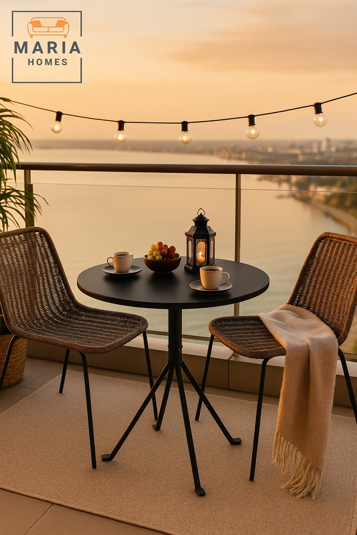 Modern Black Round Metal CafŽ Table with Tripod Base
