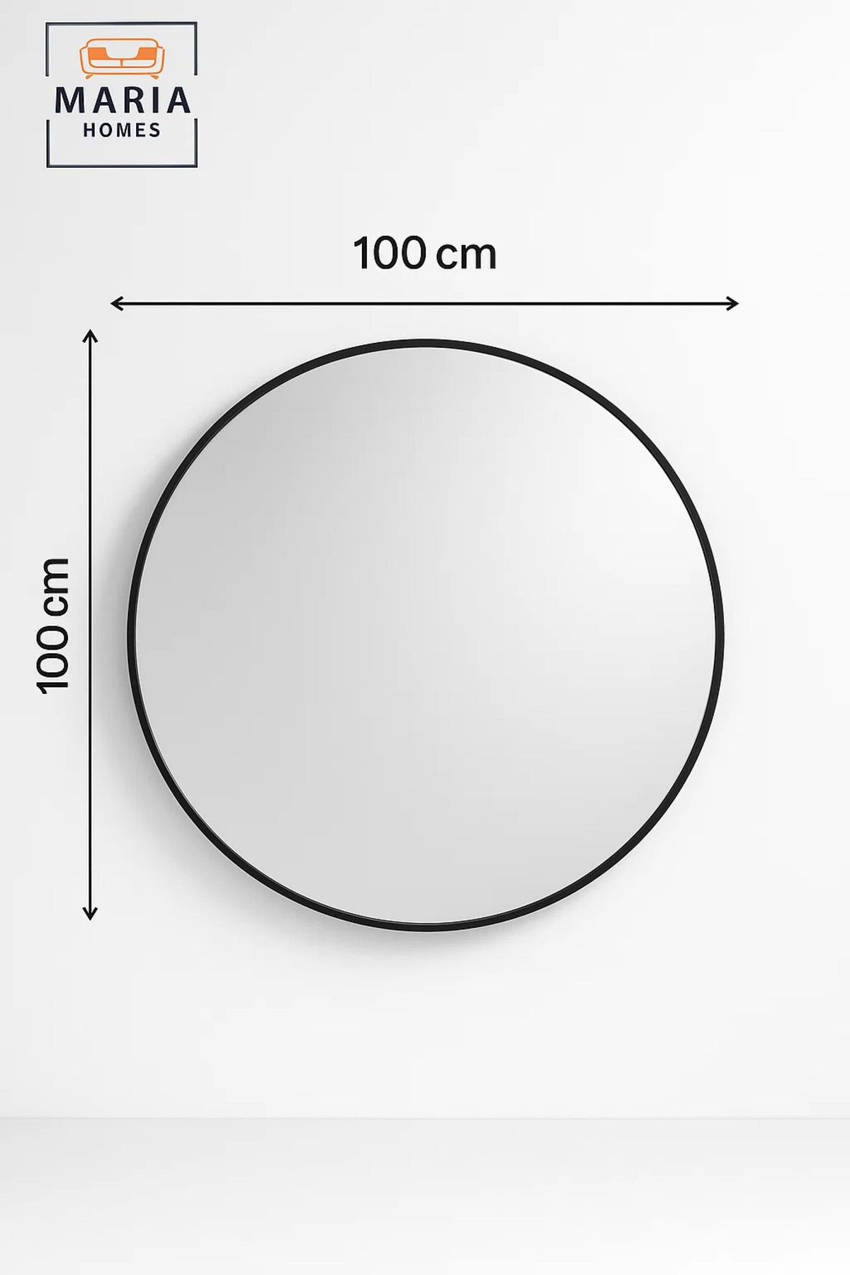 Round Black Frame Wall Mirror for Bathroom, Bedroom, Vanity & Living Room D≈Ωcor 100x100