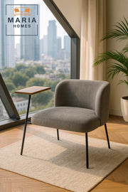 Wide Grey Fabric Lounge Chair Ð Modern Upholstered Armchair with Black Metal Legs for Home or Office
