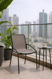 Black Metal Arm Chair for Dining and Outdoor Use Modern CafŽ Patio Balcony Home Furniture