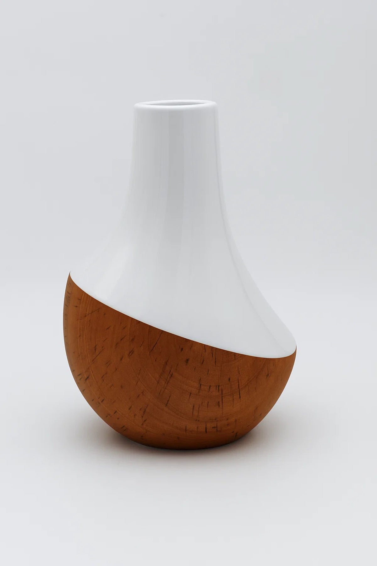 White and Cork Finish Ceramic Vase Ð Large Modern Decorative Flower Pot