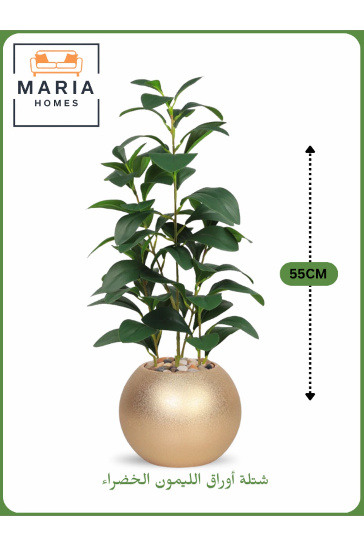 Artificial Lemon Leaf Plant 55 cm Ð Decorative Indoor Greenery with Gold Pot