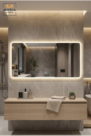 Frameless Rectangular LED Wall Mirror 160 × 80 cm with Touch Sensor, Rounded Corners and Backlit Illumination for Bathroom, Bedroom and Vanity