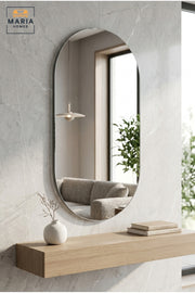 Large Frameless Capsule-Shaped Wall Mirror, Modern Full-Length Decorative Mirror for Bedroom, Dressing Room, Walk-In Wardrobe and Hallway