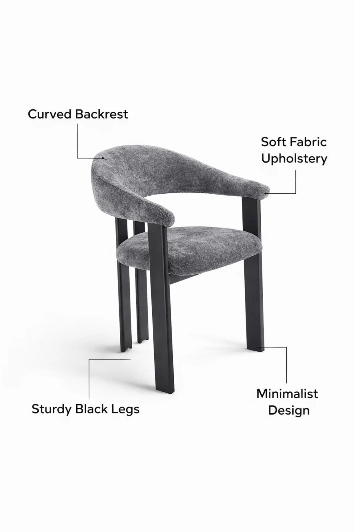 Dark Grey Armchair with Black Wooden Legs, 79x48x49 CM dark grey armchair Dining Room