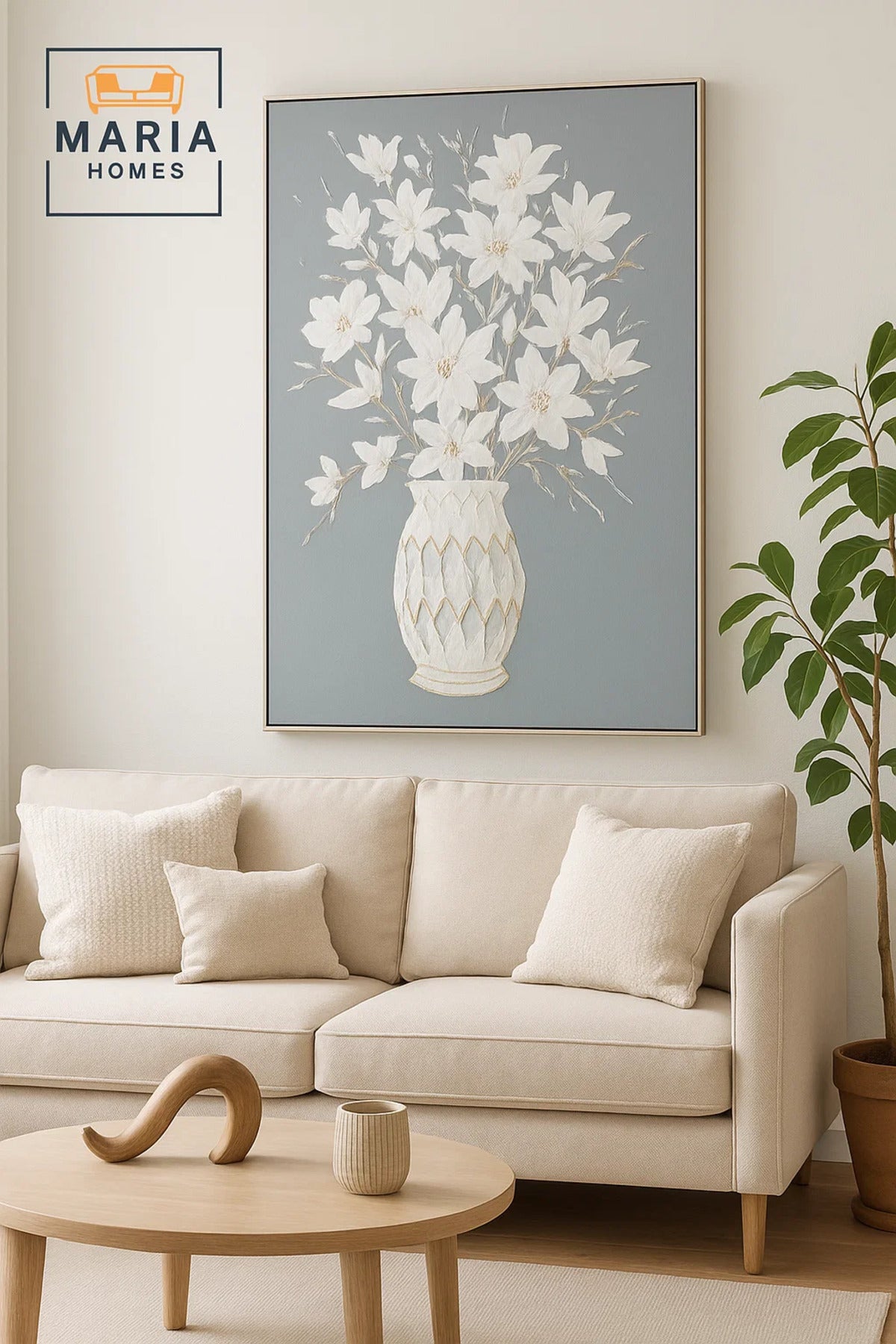Modern Wall Art 120_80 Ð Abstract Frame & Luxury Floral Vase Wall Decor