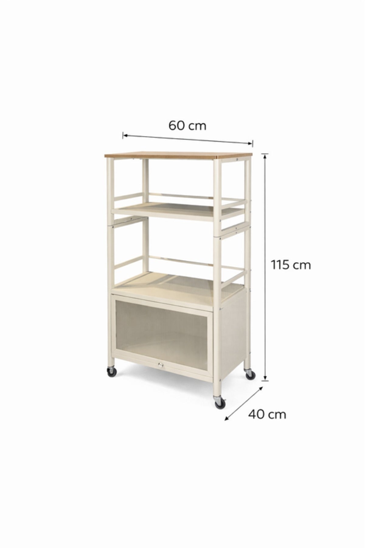 Multi-Tier Storage Shelf with Cabinet & Wheels 60_40_115 cm