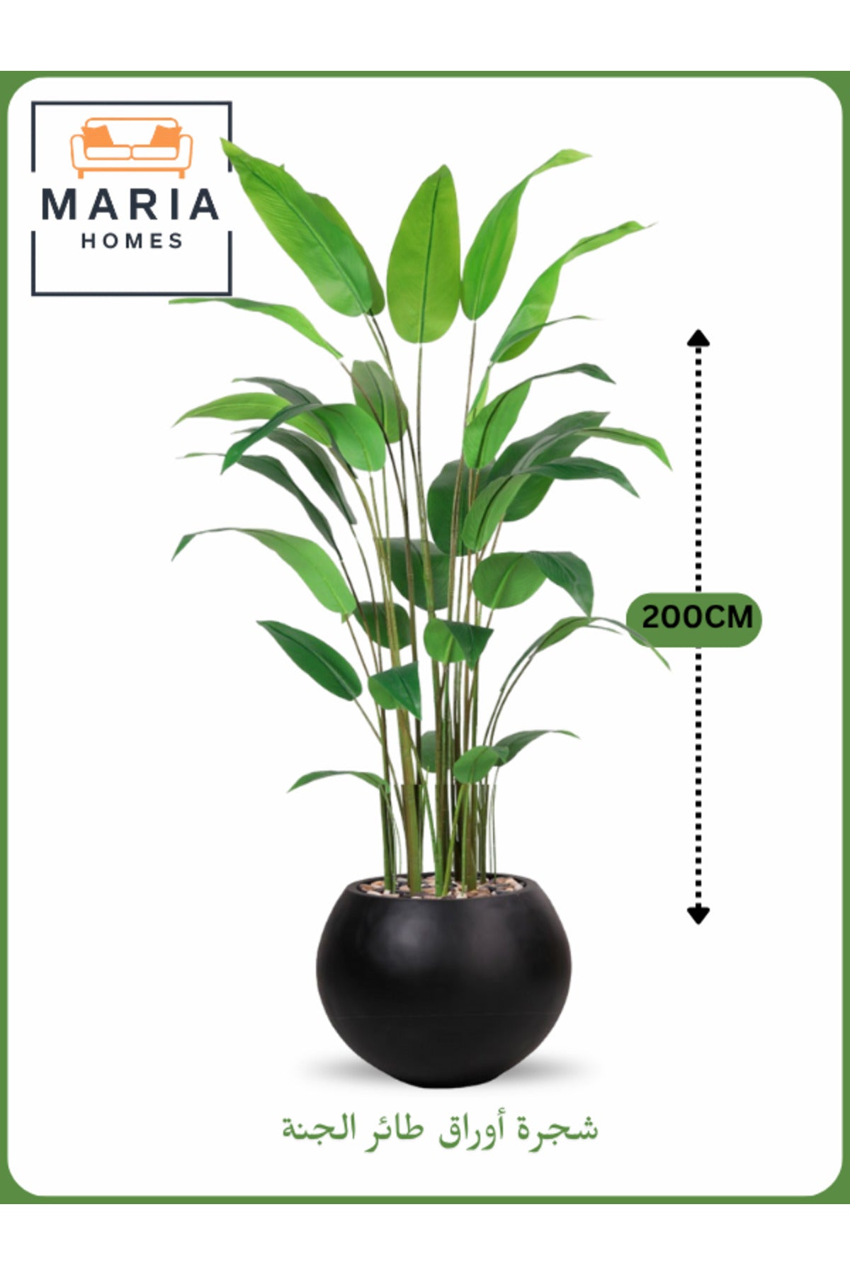 Artificial Bird of Paradise Tree 200 cm Ð Decorative Indoor Plant with Black with silver dots Pot
