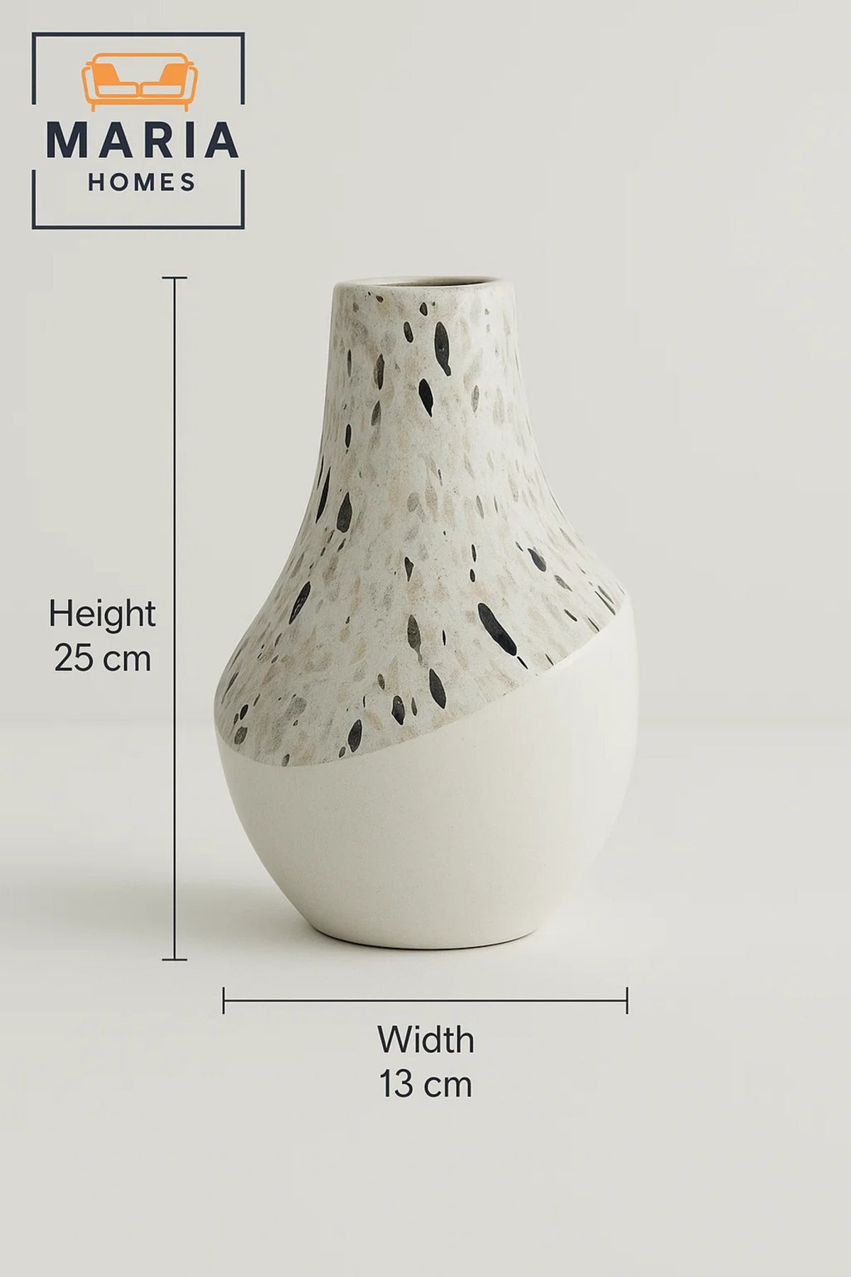 White Terrazzo and Glossy Ceramic Vase – Modern Two-Tone Decorative Flower Pot