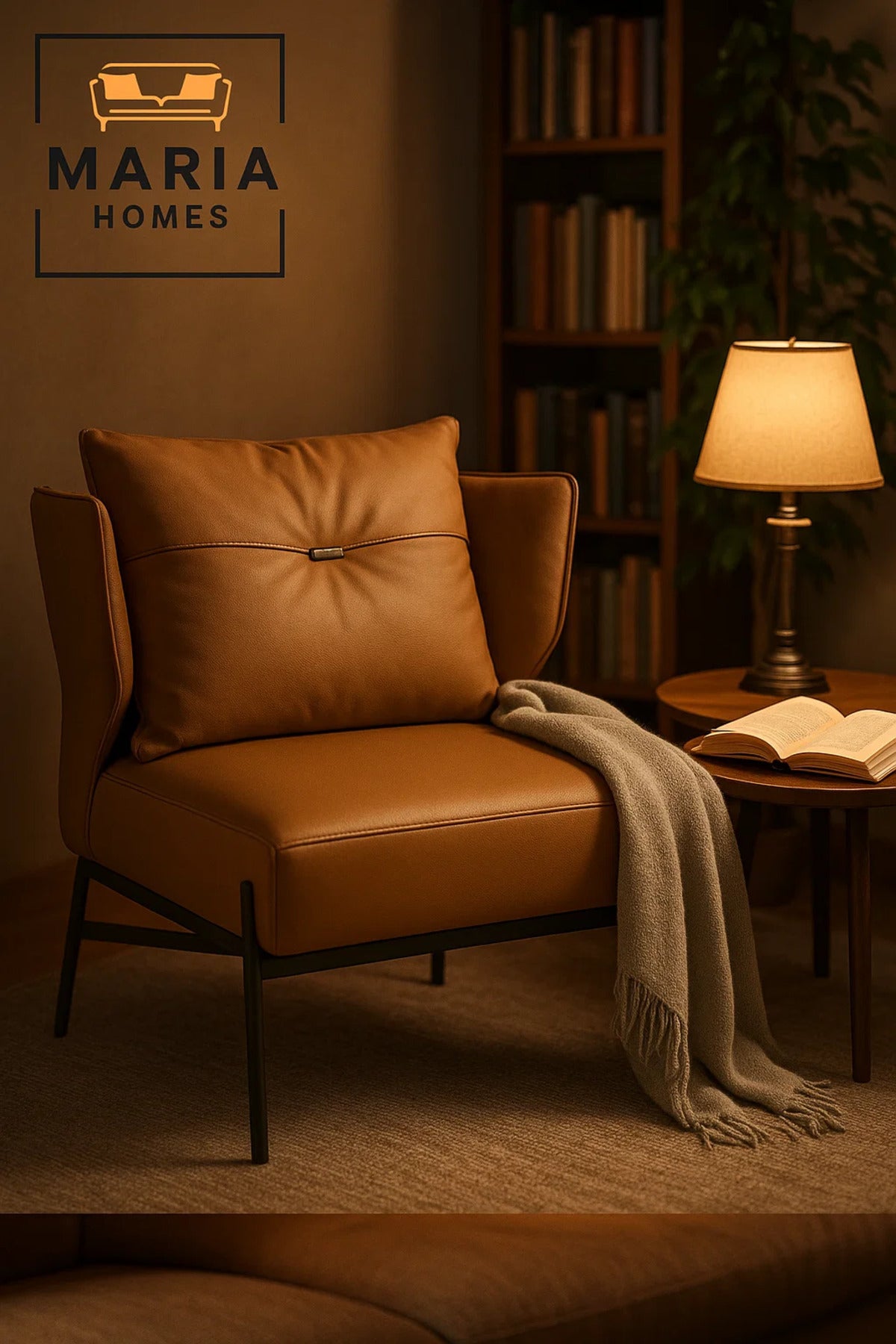 Modern Tan Lounge Chair with Cushioned Back