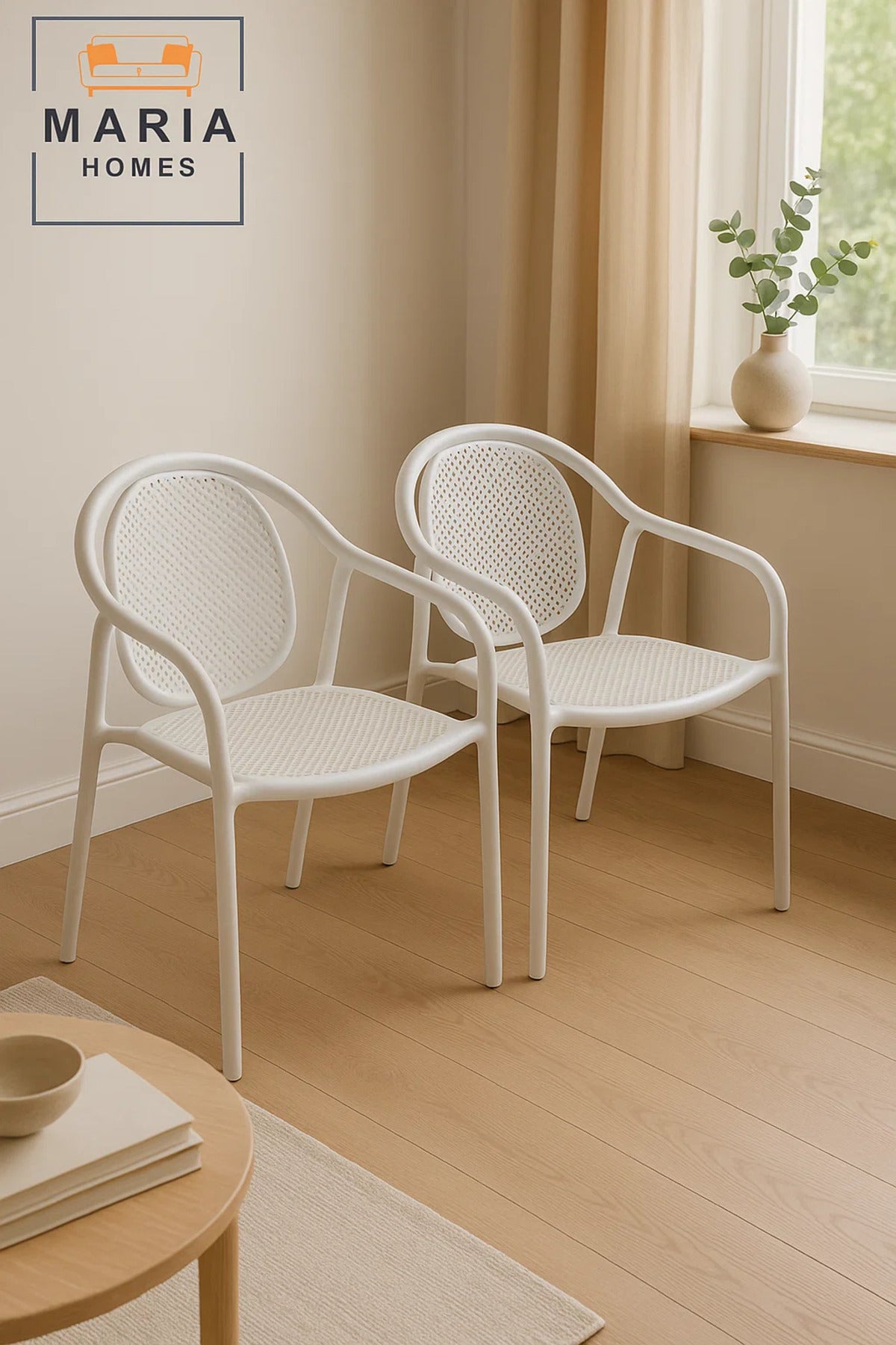 Modern White Metal Mesh Chair with Armrest Ð Indoor Outdoor Use, Stylish & Durable Seating