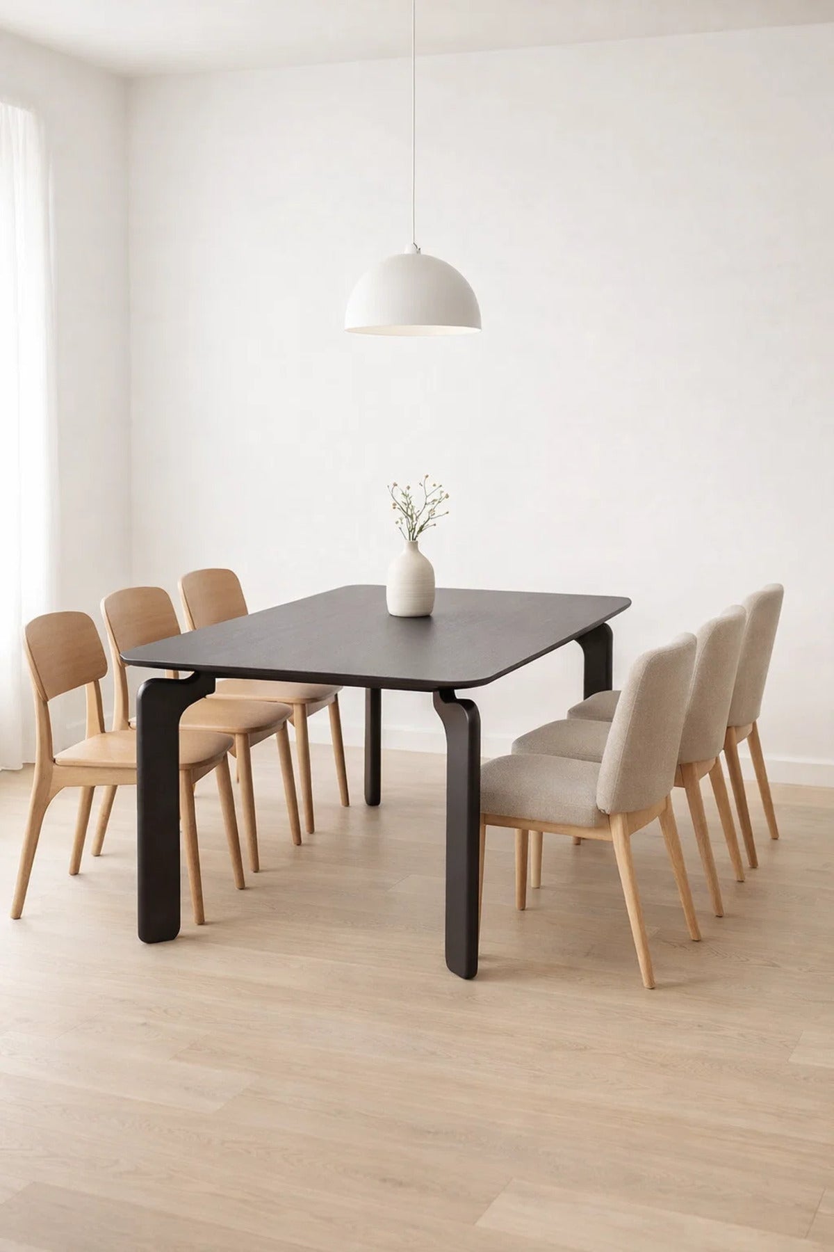 Modern Dining Table Ð 130_80_75 cm | Sleek Wooden Top Table with Designer Curved Legs