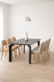 Modern Dining Table Ð 130_80_75 cm | Sleek Wooden Top Table with Designer Curved Legs